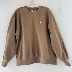 PACSUN Men's Playboy Brown Silver Studded Cotton Blend Sweatshirt